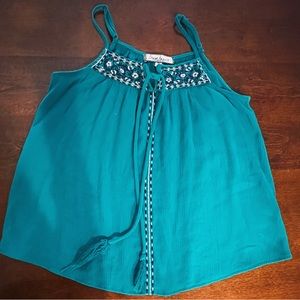 Teal Floral Boho Blouse from Almost Famous